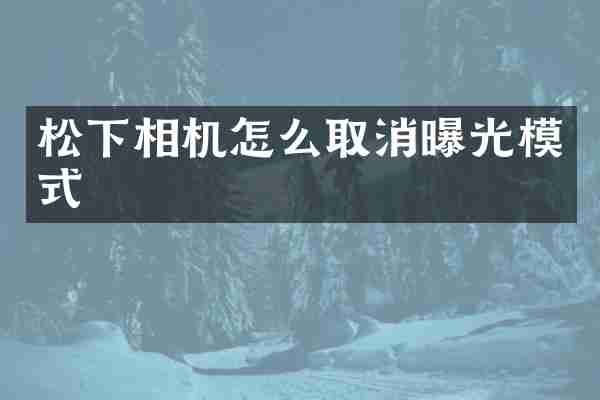 松下相机怎么取消曝光模式