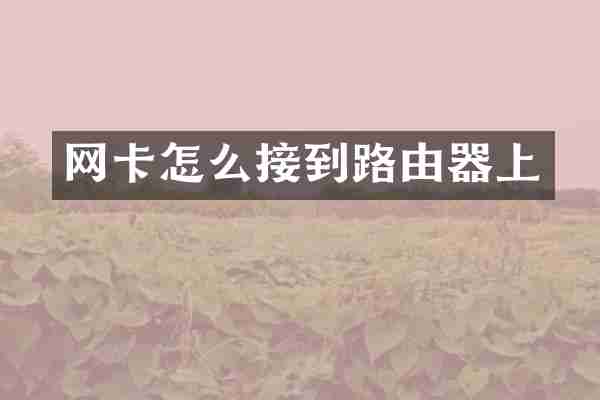 网卡怎么接到路由器上