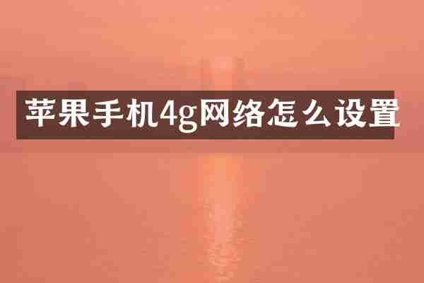 苹果手机4g网络怎么设置