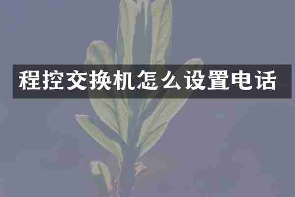 程控交换机怎么设置电话