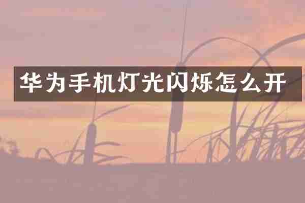 华为手机灯光闪烁怎么开