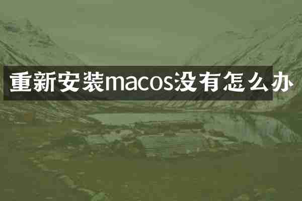 重新安装macos没有怎么办