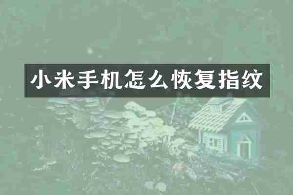 小米手机怎么恢复指纹