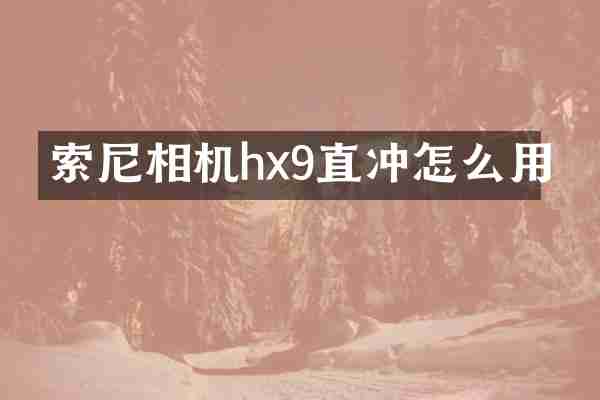 索尼相机hx9直冲怎么用