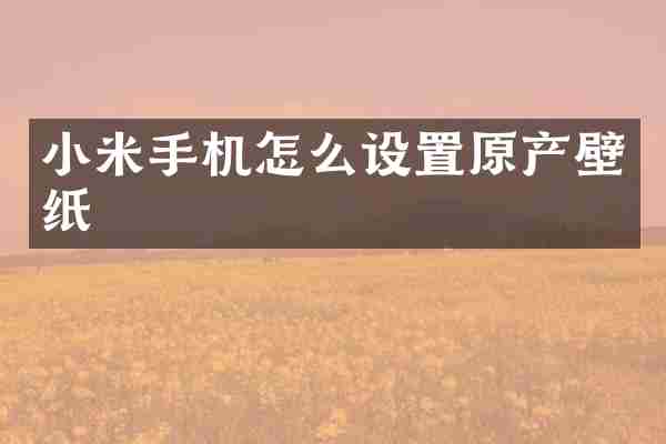 小米手机怎么设置原产壁纸