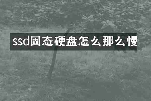 ssd固态硬盘怎么那么慢