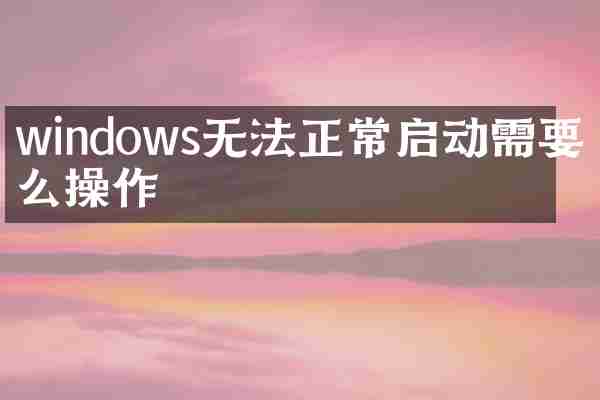 windows无法正常启动需要怎么操作