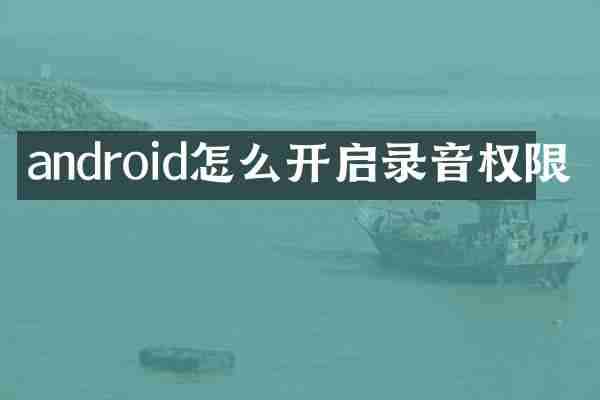android怎么开启录音权限