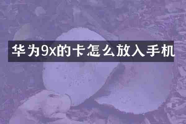 华为9x的卡怎么放入手机