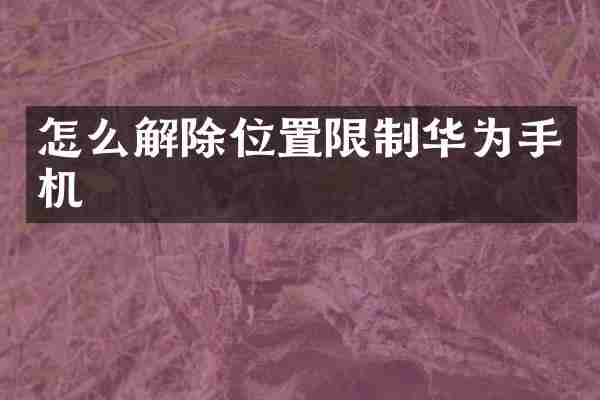 怎么解除位置限制华为手机