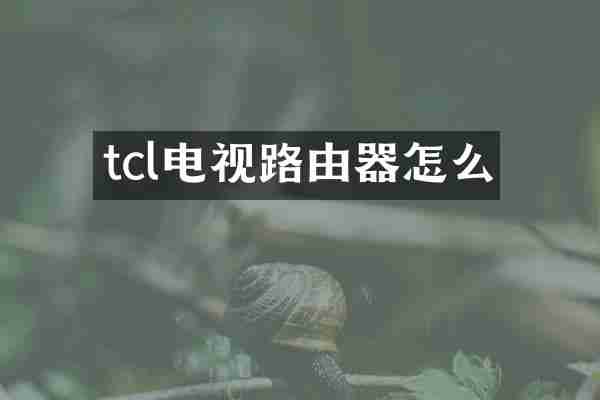tcl电视路由器怎么