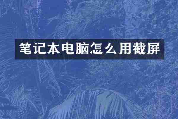 笔记本电脑怎么用截屏