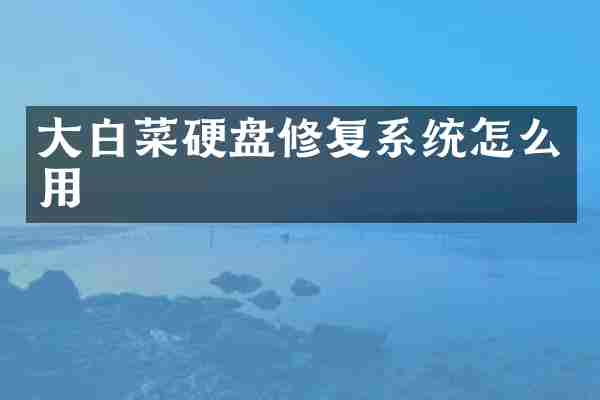 大白菜硬盘修复系统怎么用