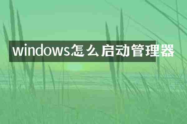 windows怎么启动管理器