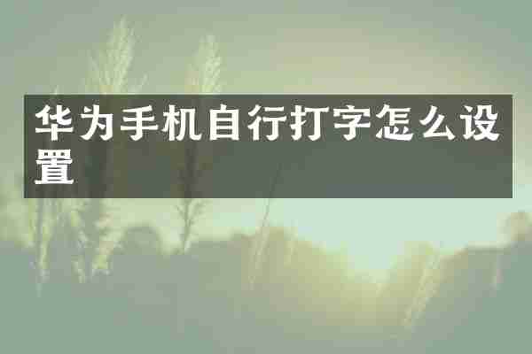 华为手机自行打字怎么设置