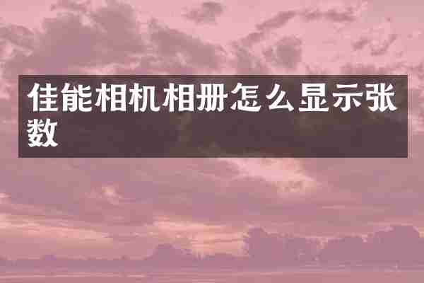 佳能相机相册怎么显示张数
