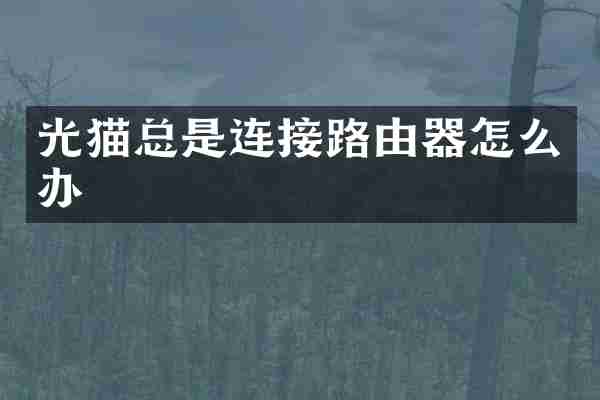 光猫总是连接路由器怎么办