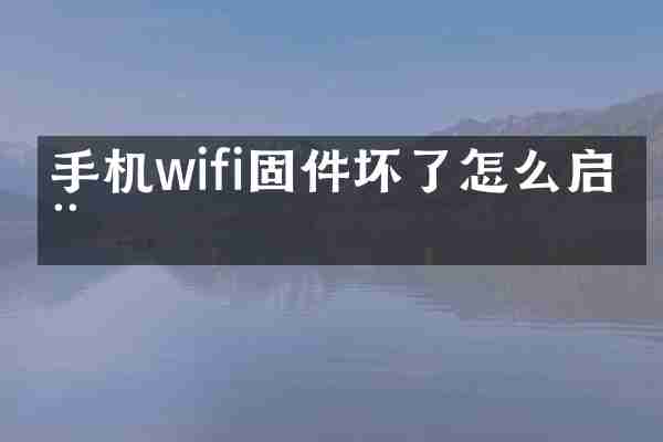 手机wifi固件坏了怎么启动