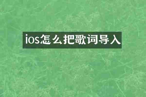 ios怎么把歌词导入