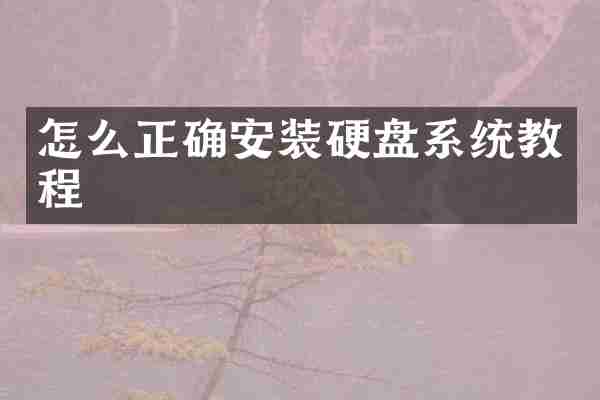 怎么正确安装硬盘系统教程