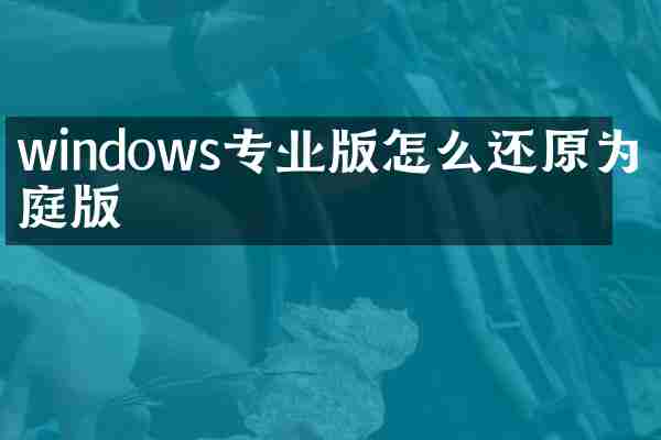windows专业版怎么还原为家庭版