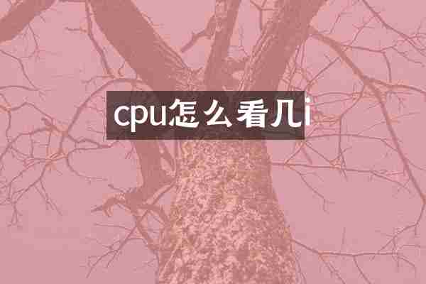 cpu怎么看几i