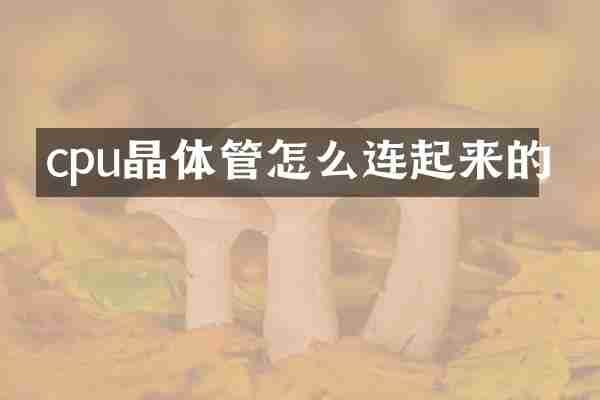 cpu晶体管怎么连起来的