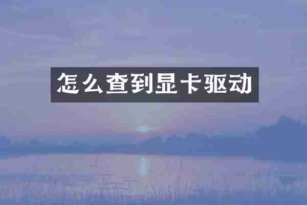 怎么查到显卡驱动