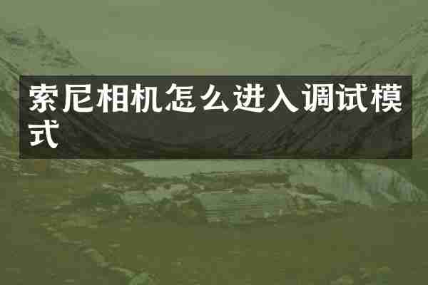 相机怎么进入调试模式