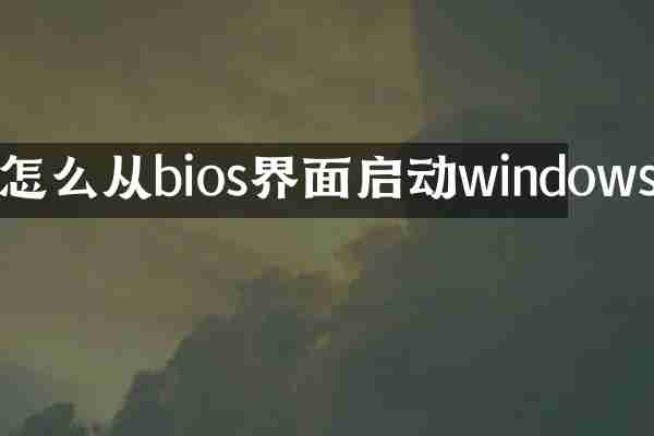 怎么从bios界面启动windows