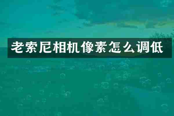老索尼相机像素怎么调低