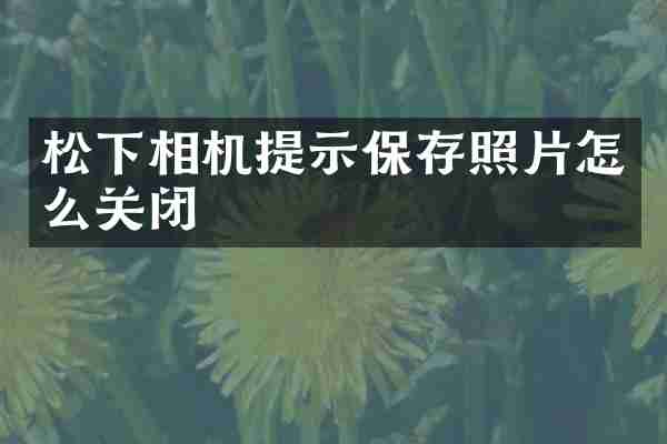 松下相机提示保存照片怎么关闭