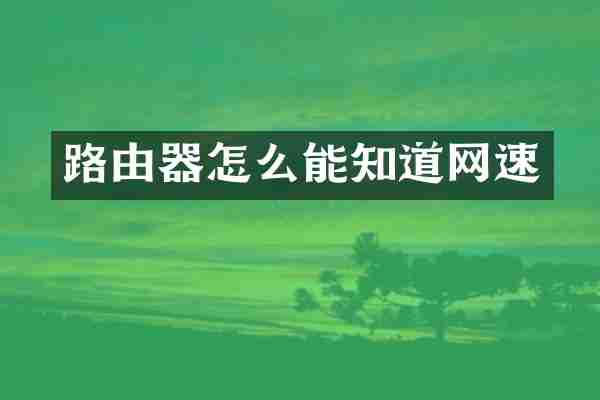 路由器怎么能知道网速