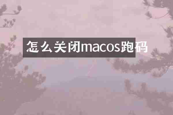 怎么关闭macos跑码