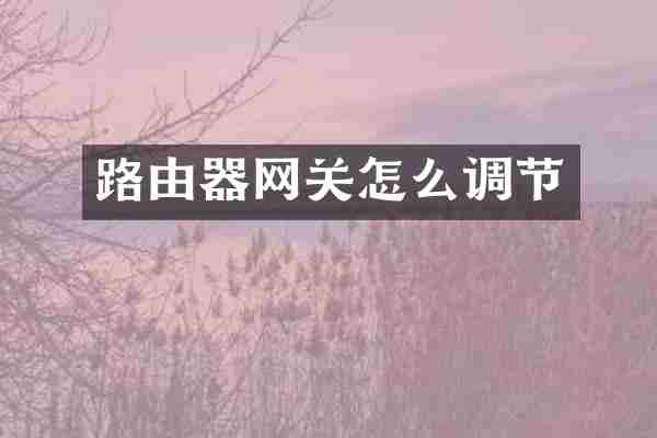 路由器网关怎么调节