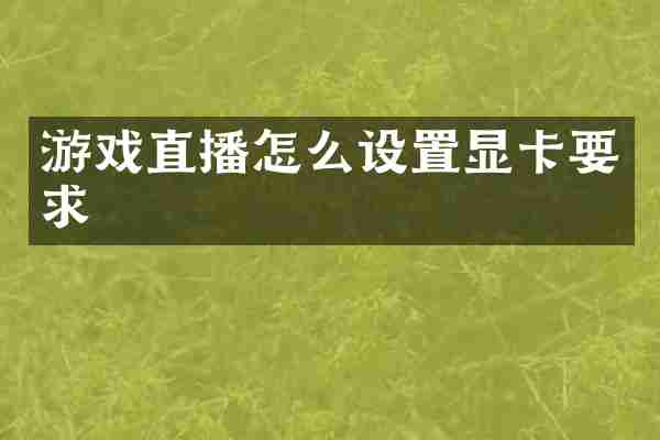 游戏直播怎么设置显卡要求