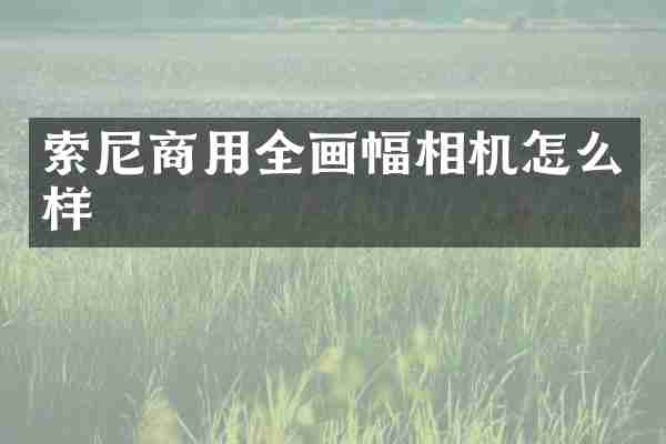 索尼商用全画幅相机怎么样