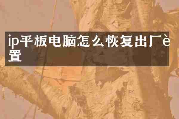 ip平板电脑怎么恢复出厂设置