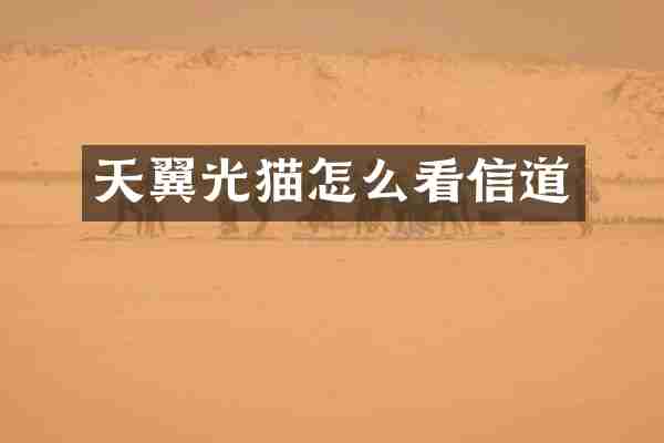 天翼光猫怎么看信道