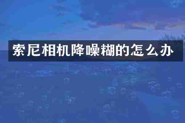 索尼相机降噪糊的怎么办