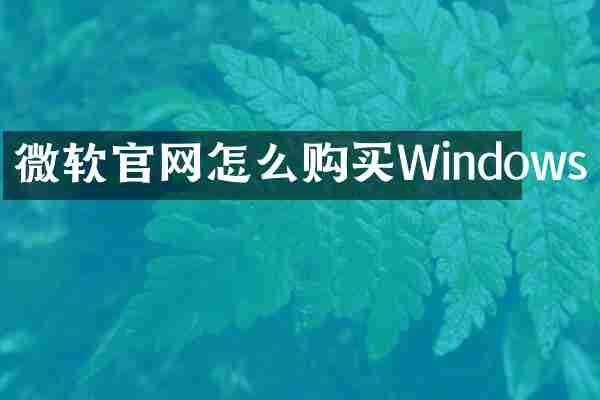 微软官网怎么购买Windows