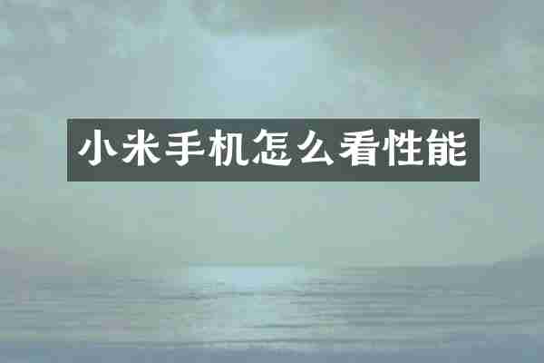 小米手机怎么看性能