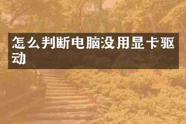 怎么判断电脑没用显卡驱动