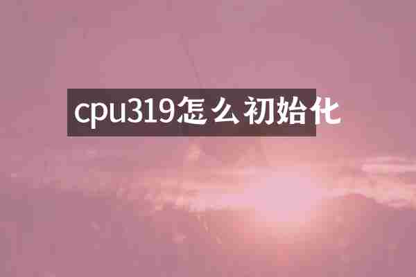 cpu319怎么初始化