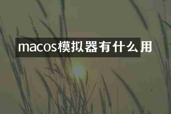macos模拟器有什么用