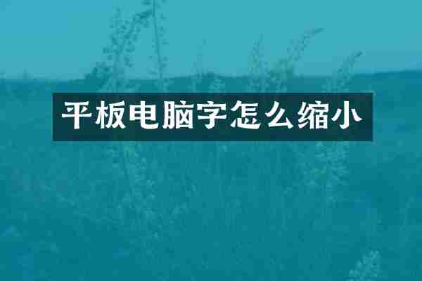 平板电脑字怎么缩小