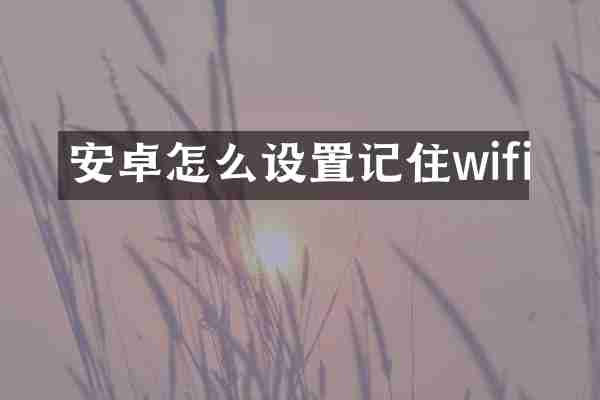 安卓怎么设置记住wifi