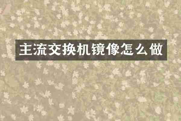 主流交换机镜像怎么做