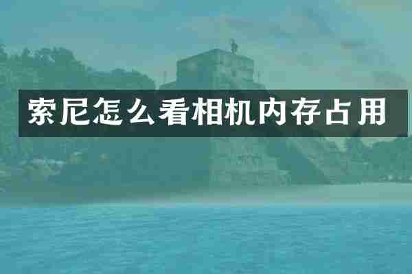 索尼怎么看相机内存占用