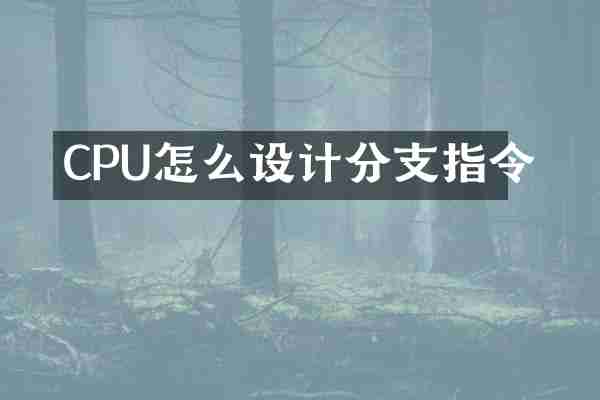 CPU怎么设计分支指令